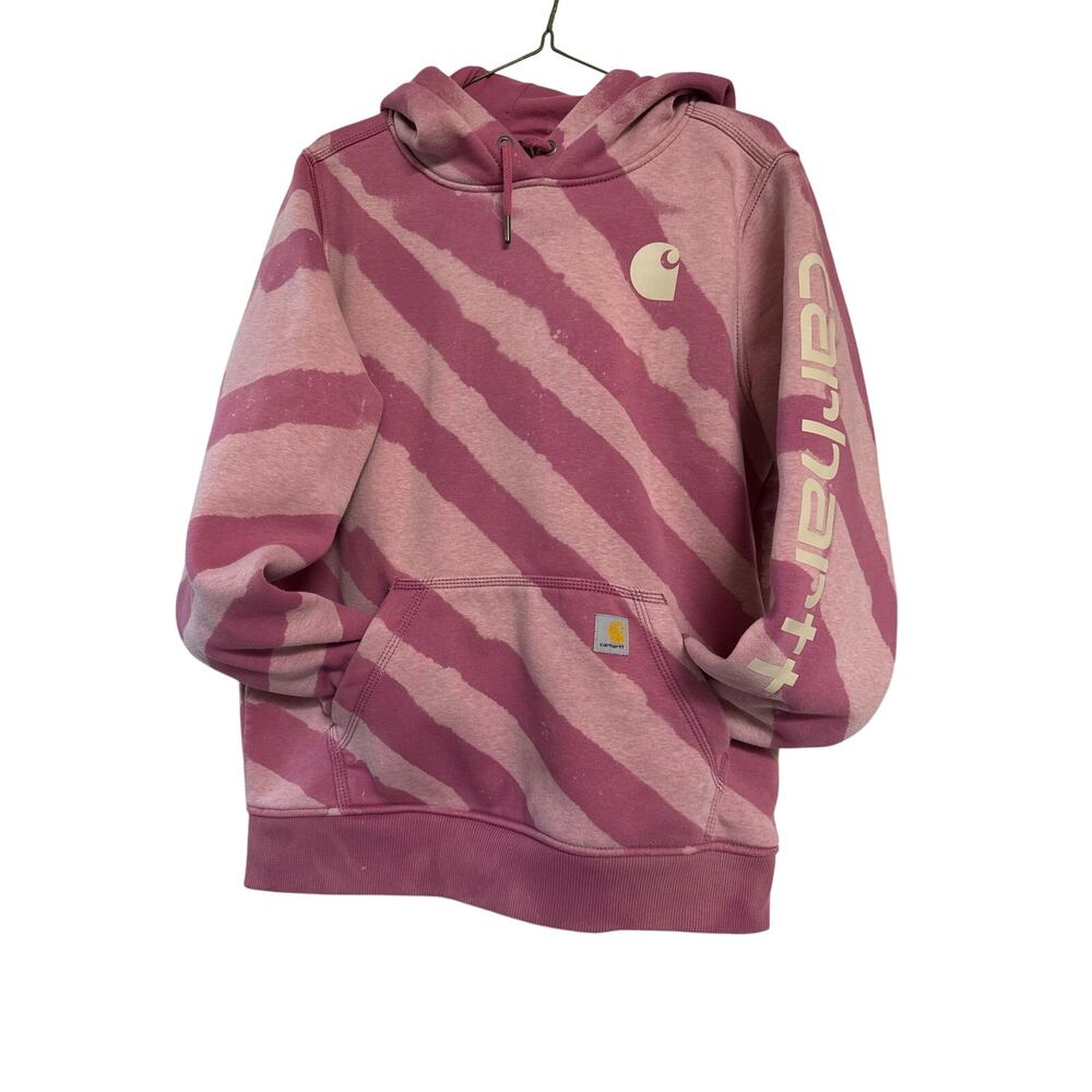 Carhartt Hoodie One of a Kind Bleach Striped Custom Woodrose Women's 8-10 Medium